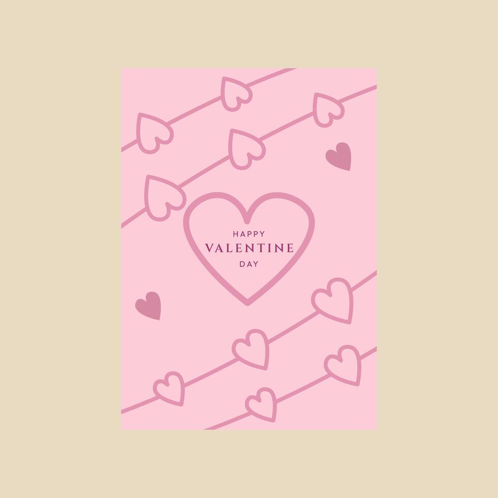 poster gelukkig valentijnsdag dag met hart en roze achtergrond vector illustratie ontwerp