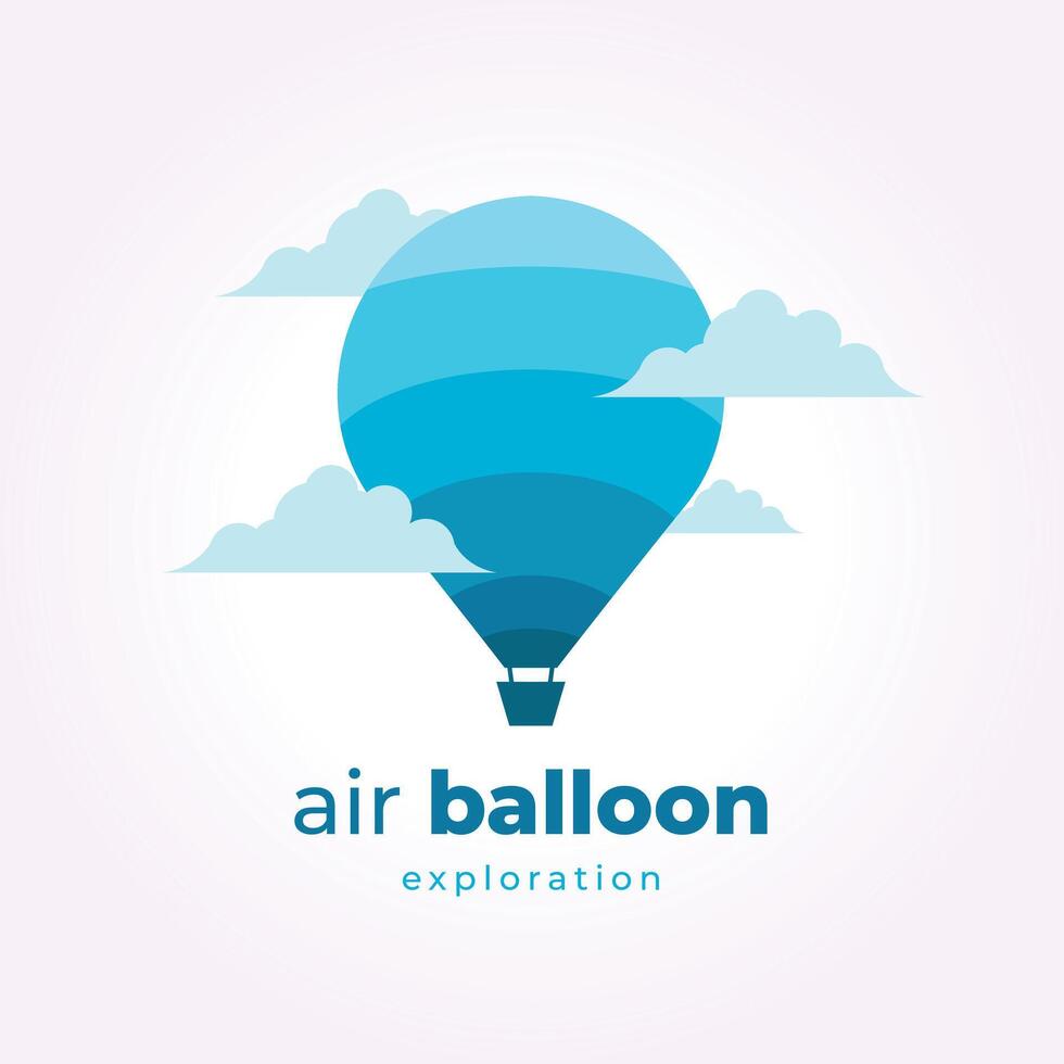 minimalistische heet lucht ballon logo icoon sjabloon ontwerp. vliegtuig in de wolk illustratie vector