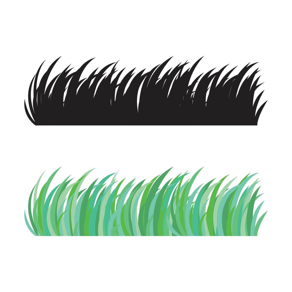 kleurrijk groen gras, zwart en wit gras voorwerp Aan wit achtergrond, vector illustratie