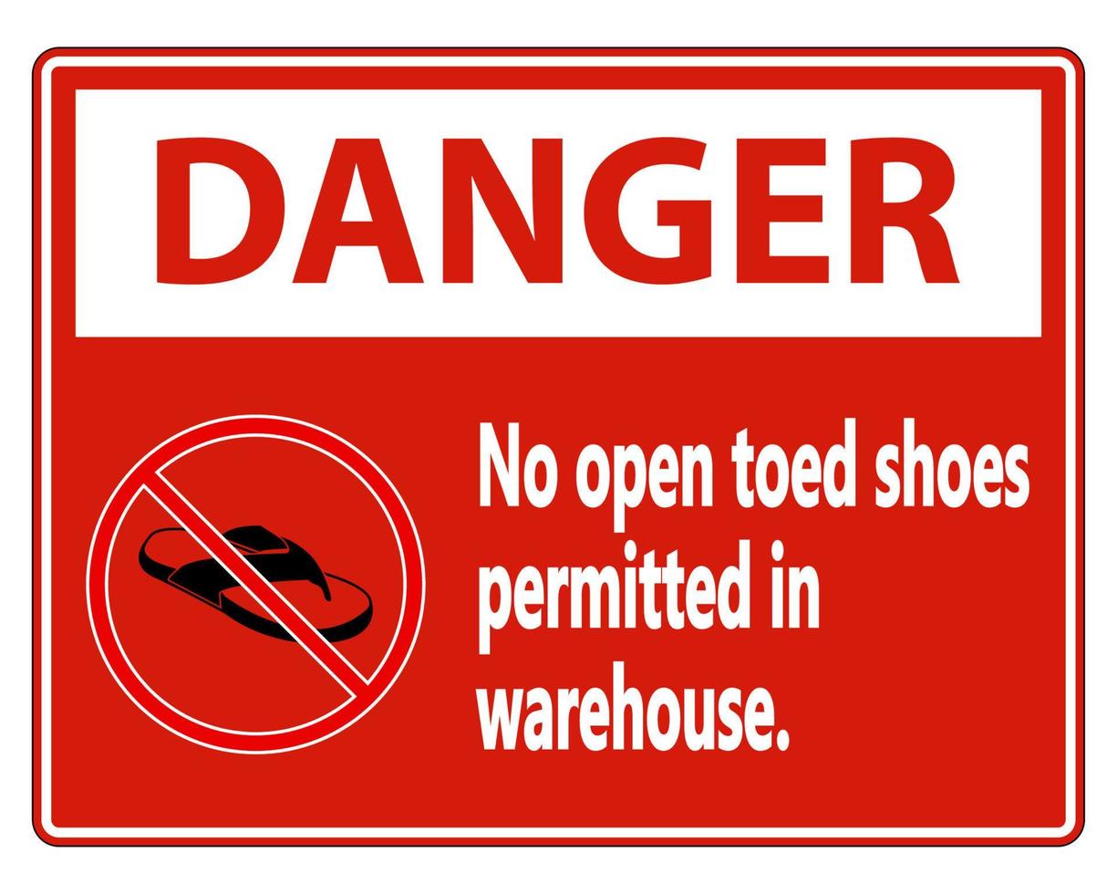 gevaar geen open toed schoenen teken op witte achtergrond vector