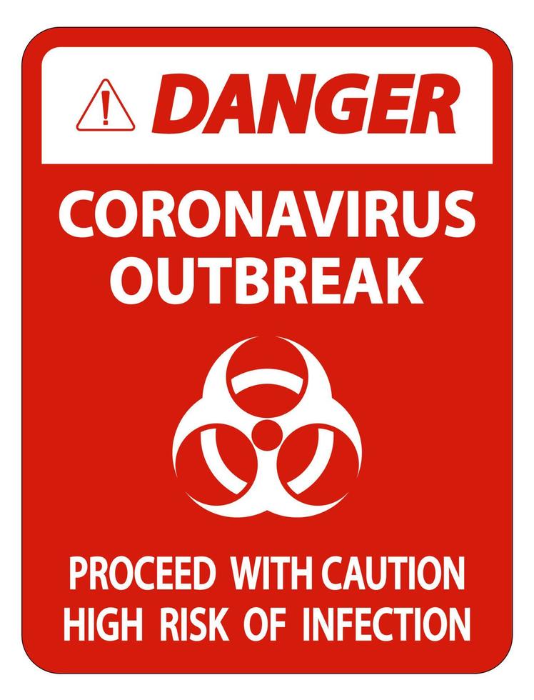 gevaar coronavirus uitbraak teken isoleren op witte achtergrond, vectorillustratie vector
