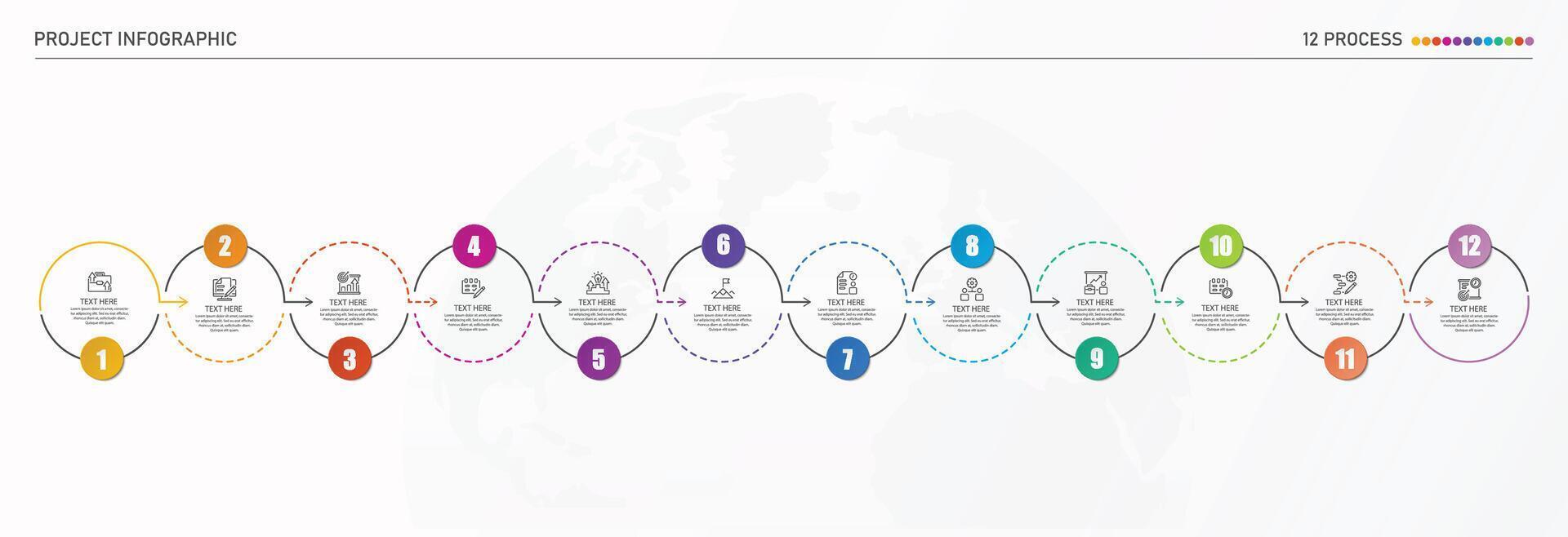 infographic werkwijze ontwerp met pictogrammen en 12 opties of stappen. vector