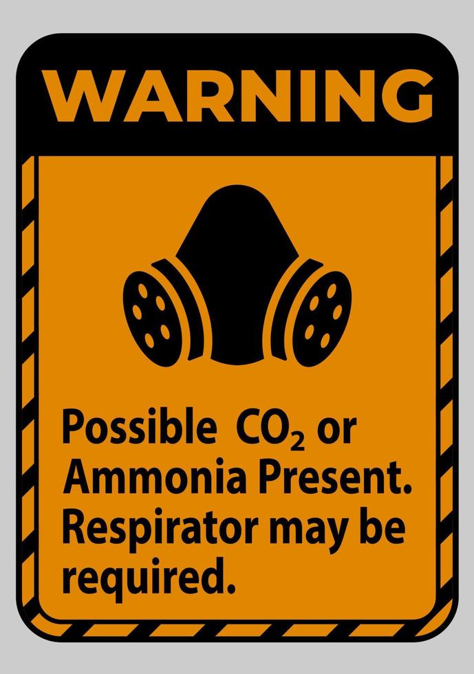 waarschuwing pbm teken mogelijk co2 of ammoniak aanwezig, adembescherming kan nodig zijn vector