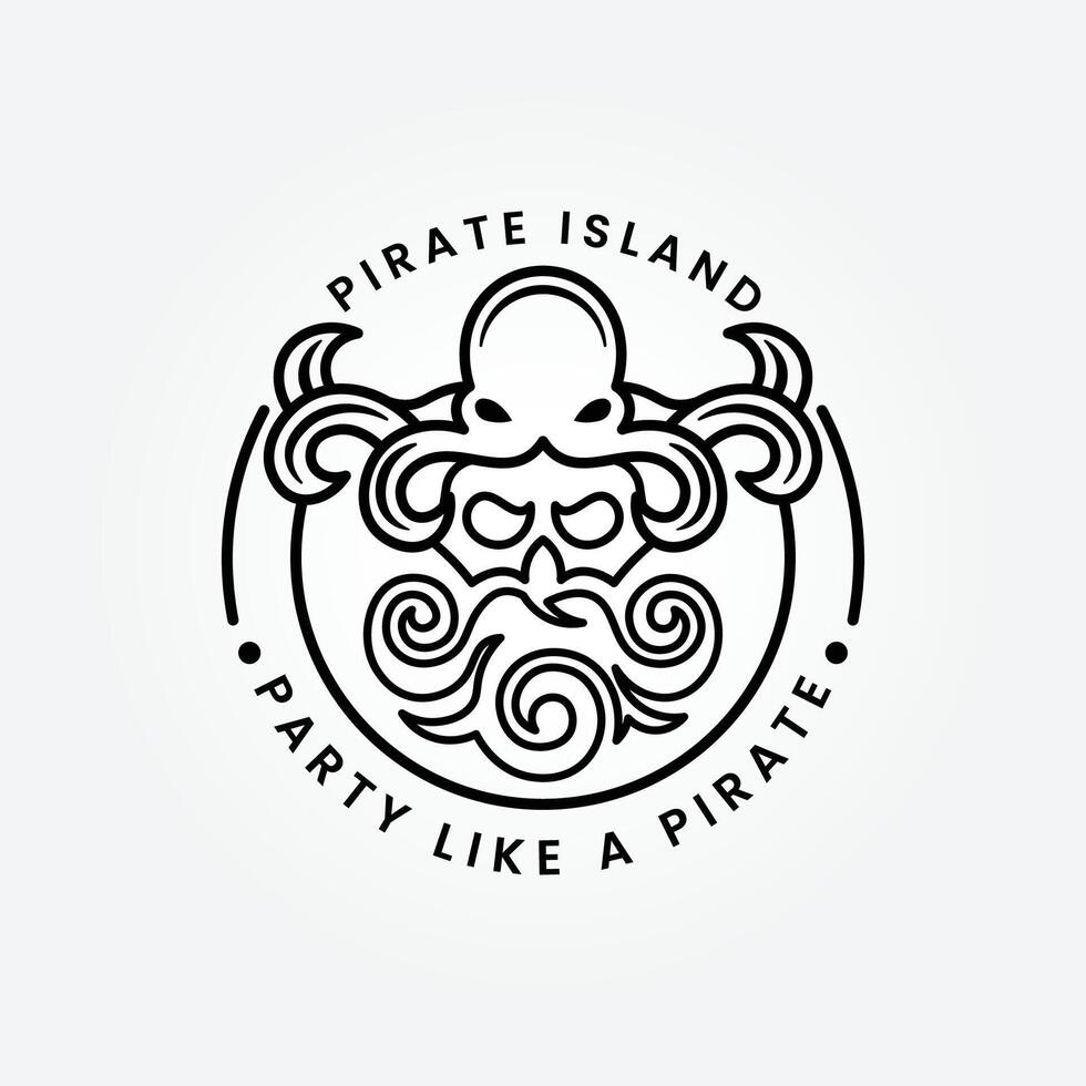 schedel piraten logo lijn kunst ontwerp vector illustratie