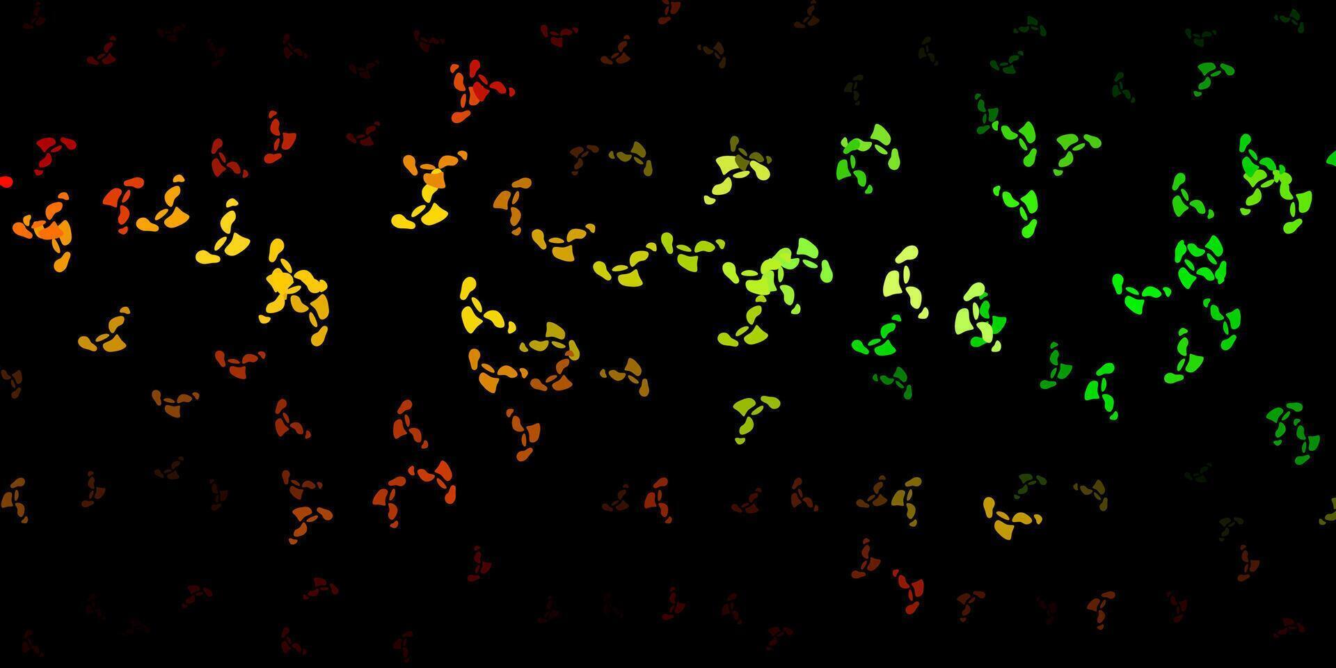 donkergroene, gele vectortextuur met vormen van Memphis. vector