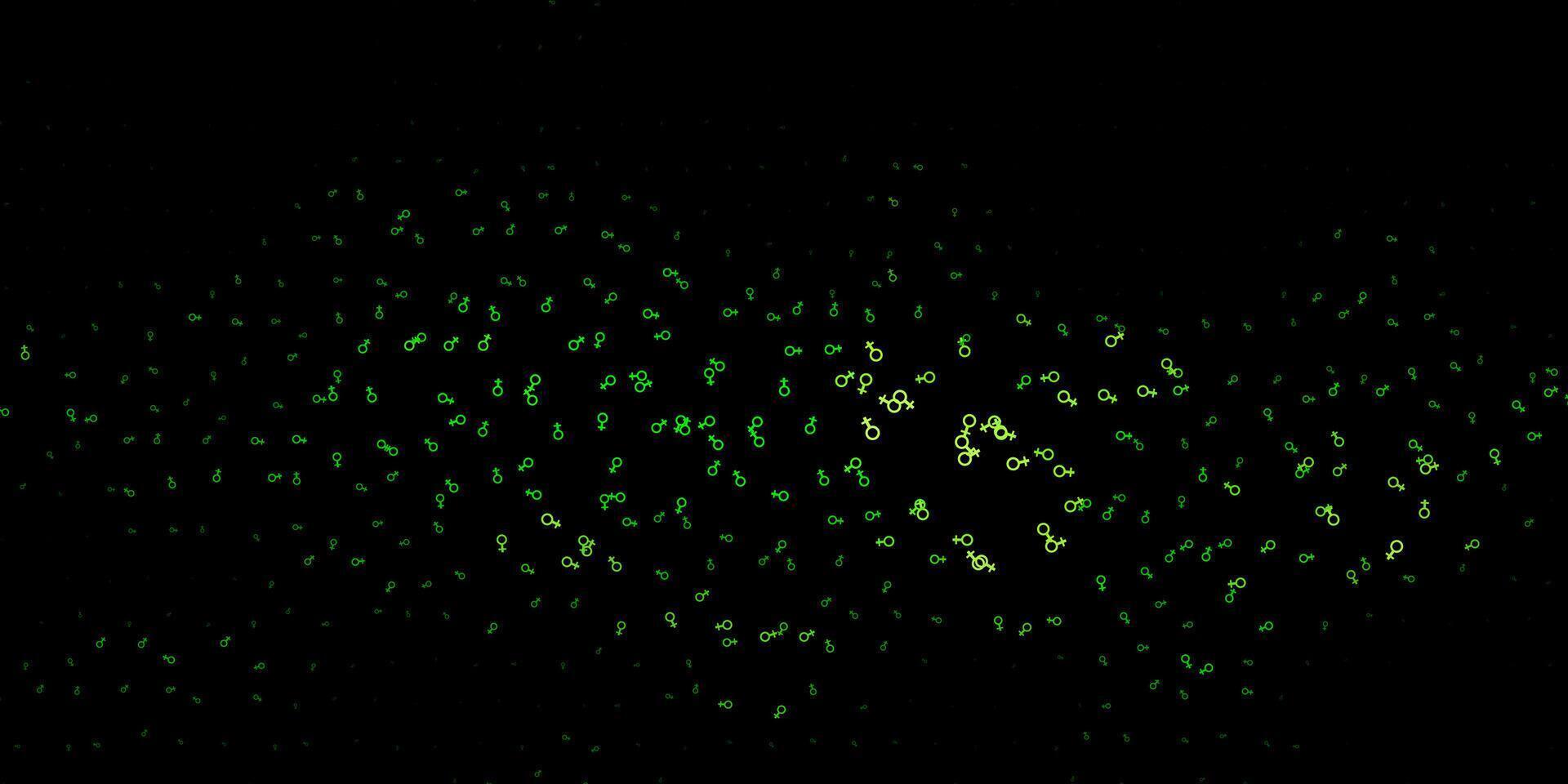 donkergroene, gele vectorachtergrond met occulte symbolen. vector