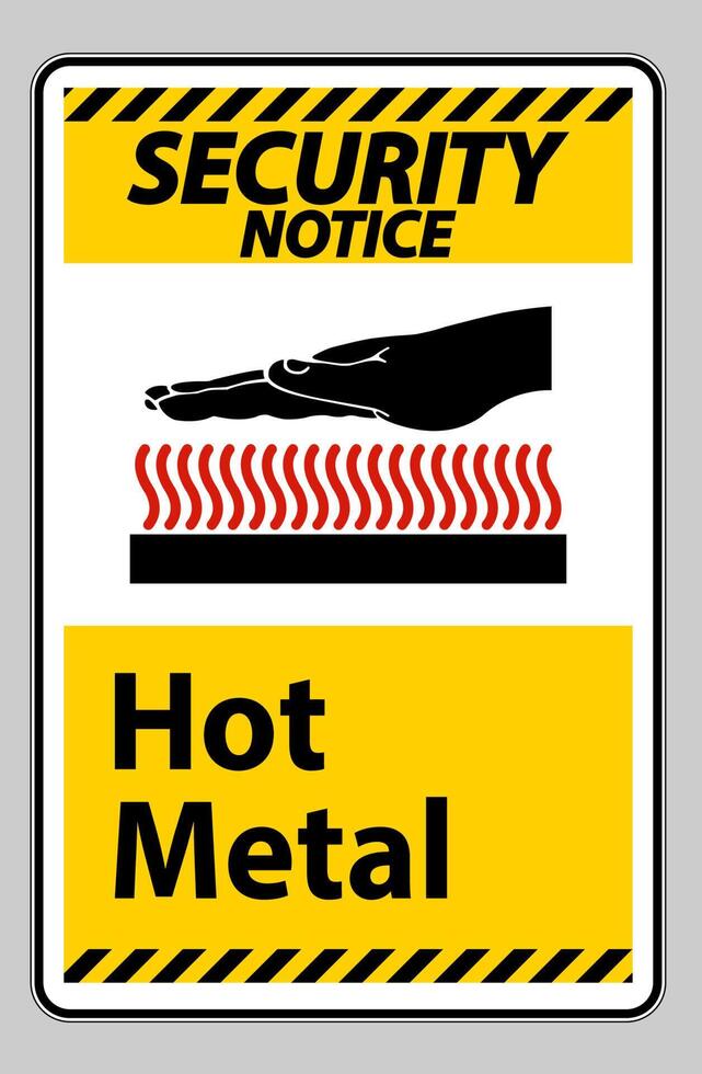 veiligheidsmededeling heet metaal symbool teken geïsoleerd op een witte achtergrond vector