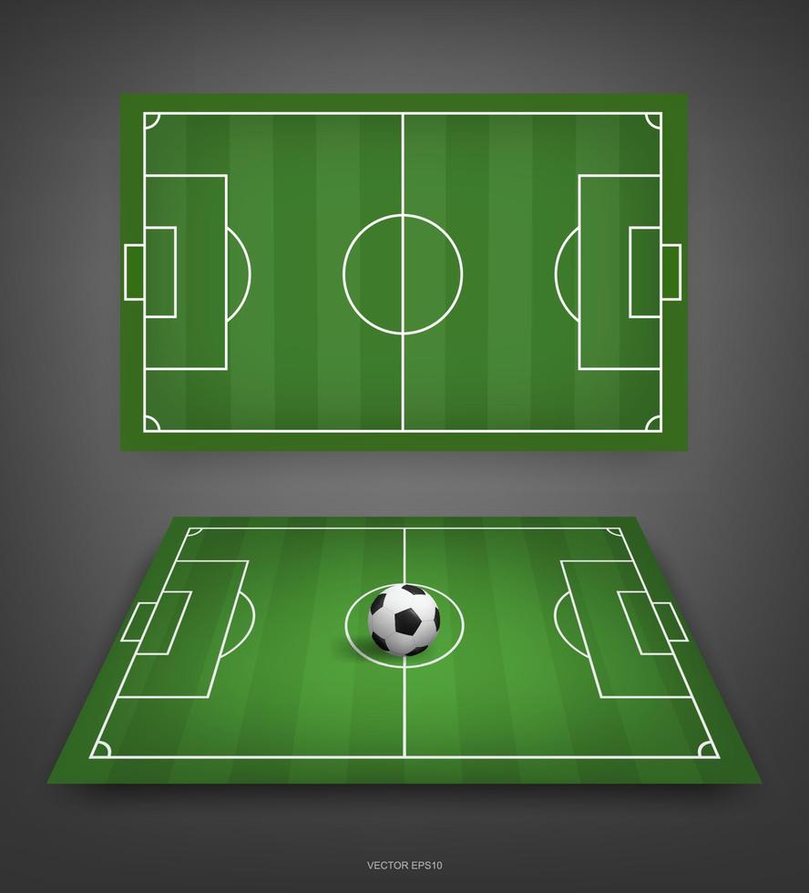 voetbalveld of voetbalveld achtergrond met voetbal bal. groen grasveld voor het maken van een voetbalspel. vector. vector