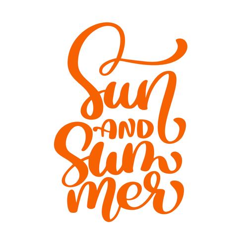 Zon en zomer belettering vector logo illusrtation