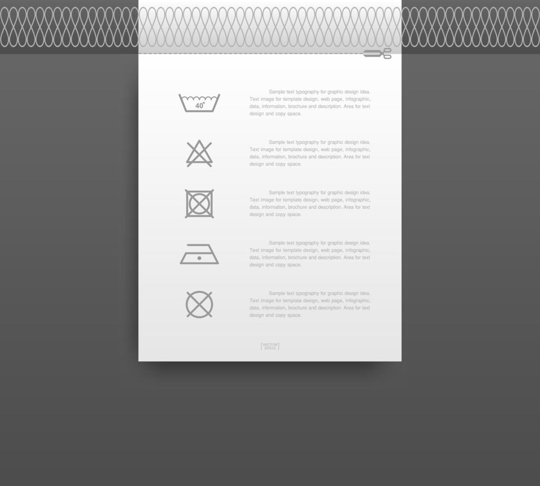 Wasserij pictogrammenset op tag. wasverzorgingsteken en symbool voor productbanner. vector. vector