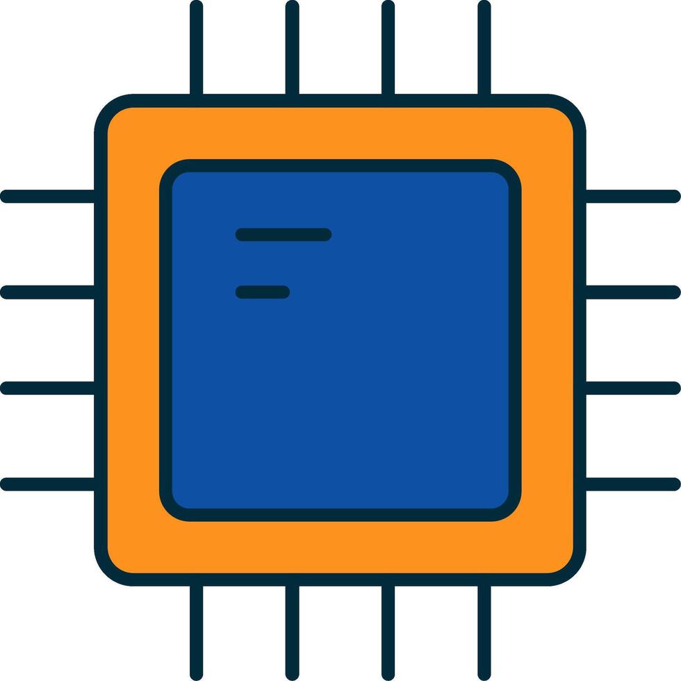 CPU lijn gevulde twee kleuren icoon vector