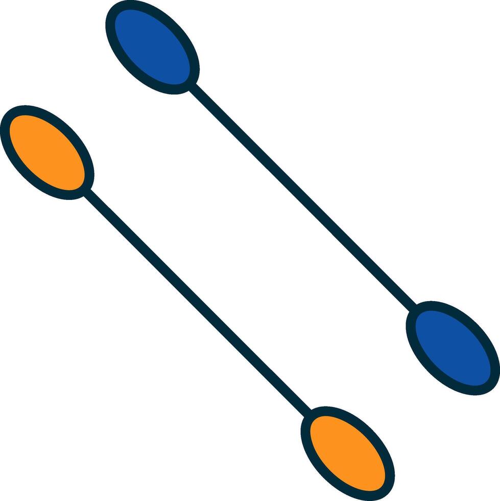 katoen wattenstaafjes lijn gevulde twee kleuren icoon vector