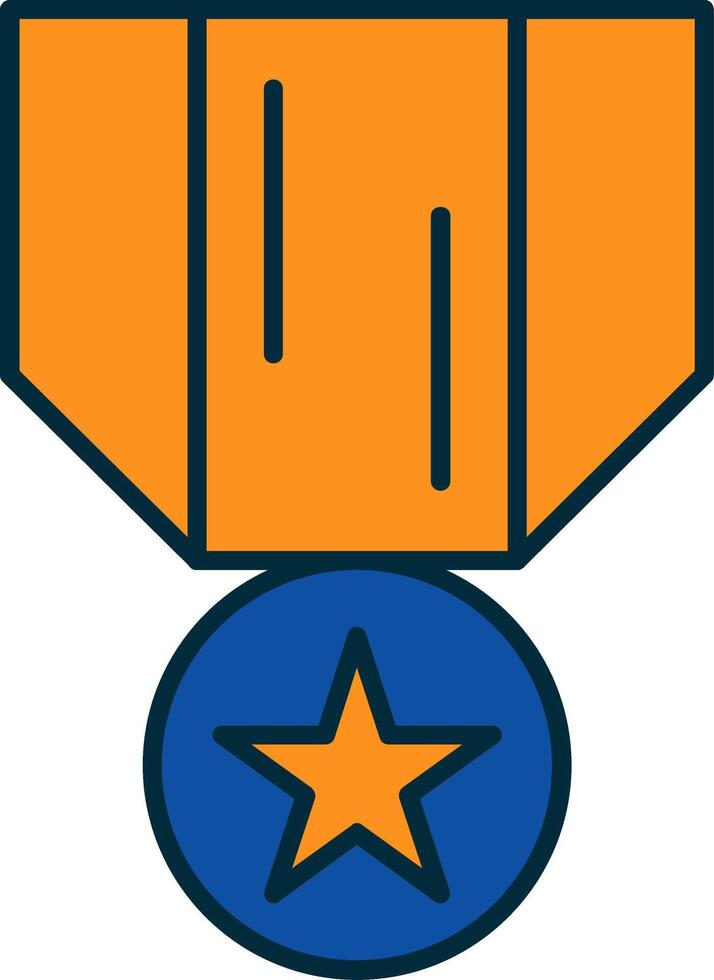medaille van eer lijn gevulde twee kleuren icoon vector