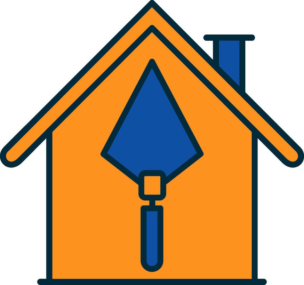 huis bouw lijn gevulde twee kleuren icoon vector