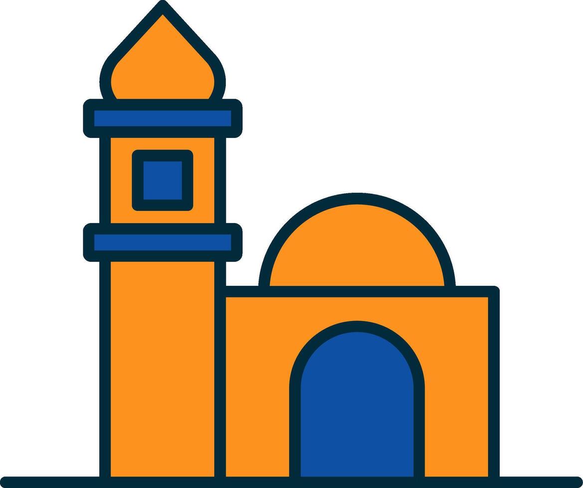 moskee lijn gevulde twee kleuren icoon vector
