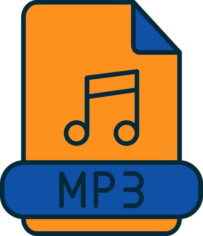 mp3 lijn gevulde twee kleuren icoon vector