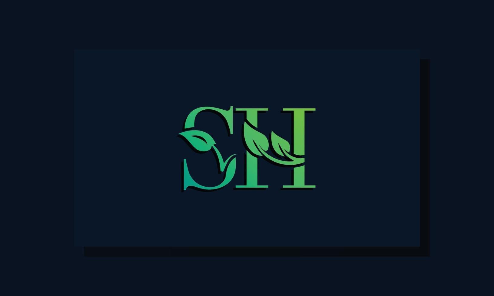 minimale bladstijl initial sh-logo vector
