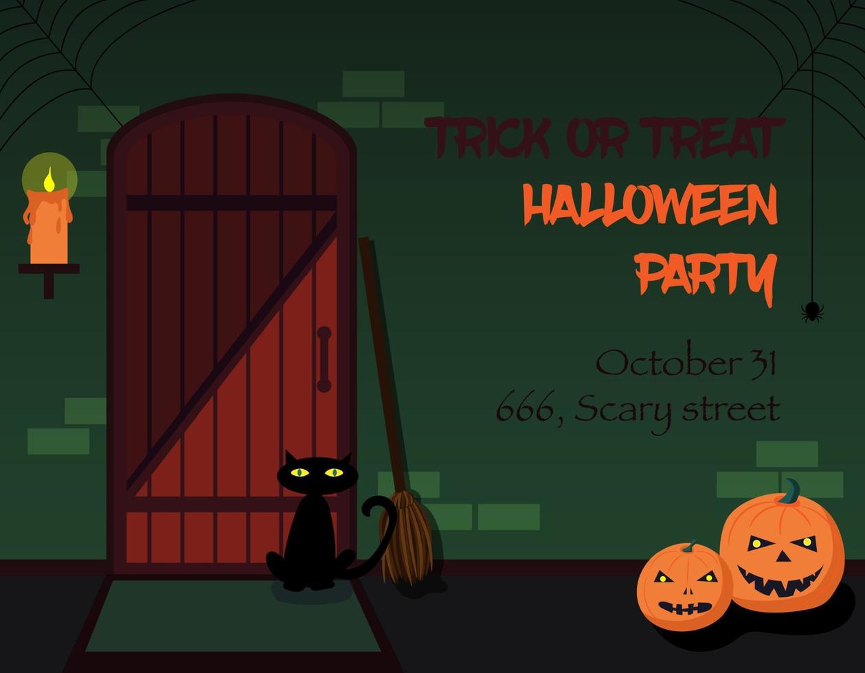 trick or treat halloween-feestuitnodiging. vector