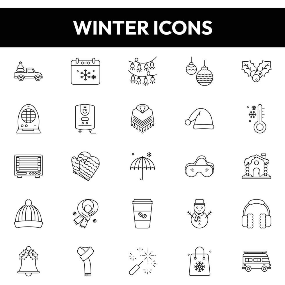 winter pictogrammen, winter lijn pictogrammen vector