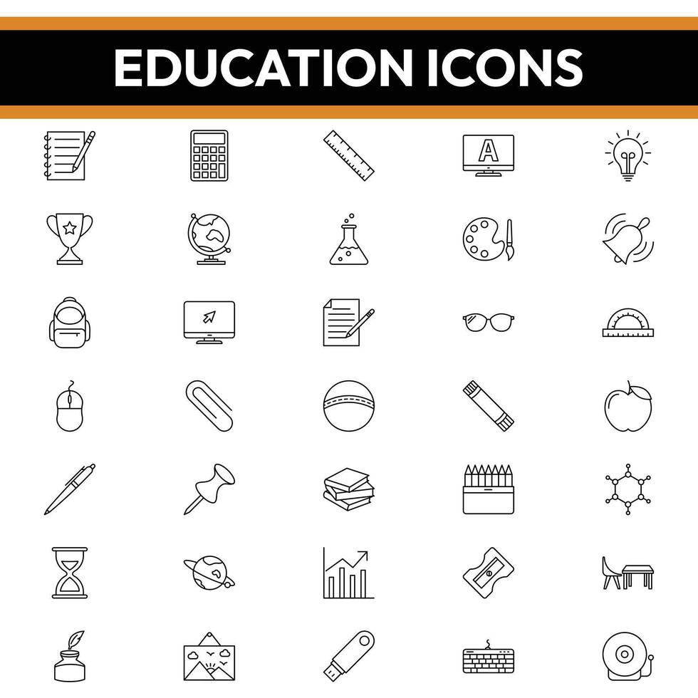 onderwijs pictogrammen, onderwijs icoon pak, onderwijs lijn pictogrammen vector