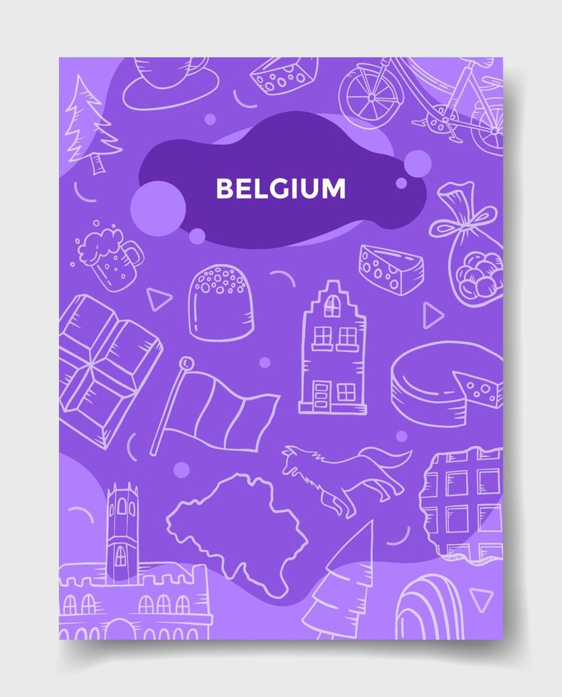 belgische landnatie met doodle-stijl voor sjabloon van banners, flyer, boeken en tijdschriftomslag vector