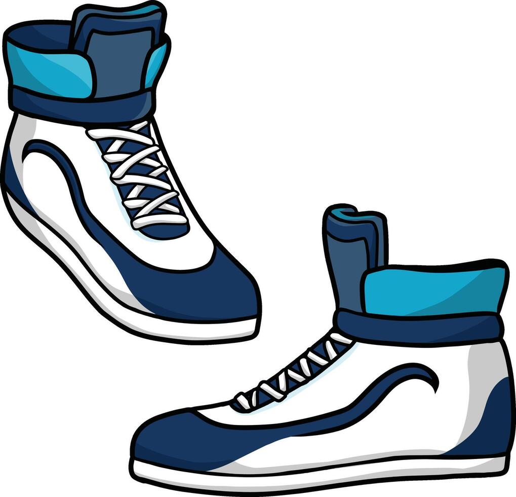 vector blauw kleur sport schoenen of sportschoenen in verschillend keer bekeken.