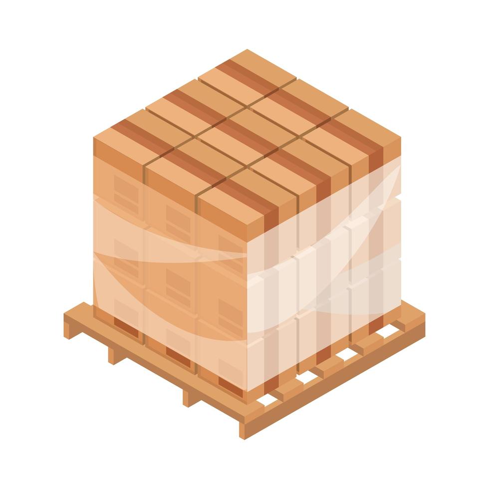 houten pallet met pakketten vector