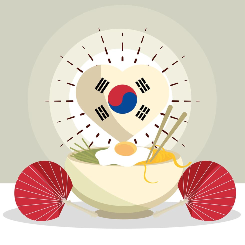 Koreaans eten en fan vector