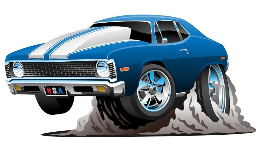 Klassieke Amerikaanse Muscle Car Cartoon vectorillustratie vector