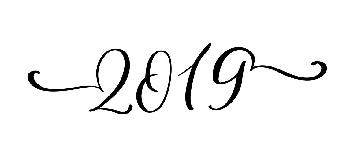 Wenskaart ontwerpsjabloon met chinese kalligrafie 2019 Nieuwjaar grunge nummer 2019 hand getrokken belettering. Vector illustratie