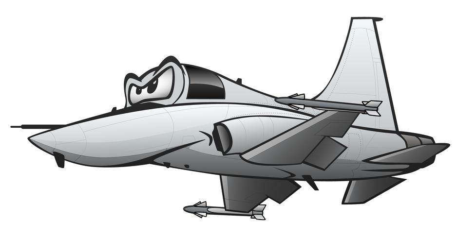 Militaire Vechter Jet Airplane Cartoon Vector Illustration