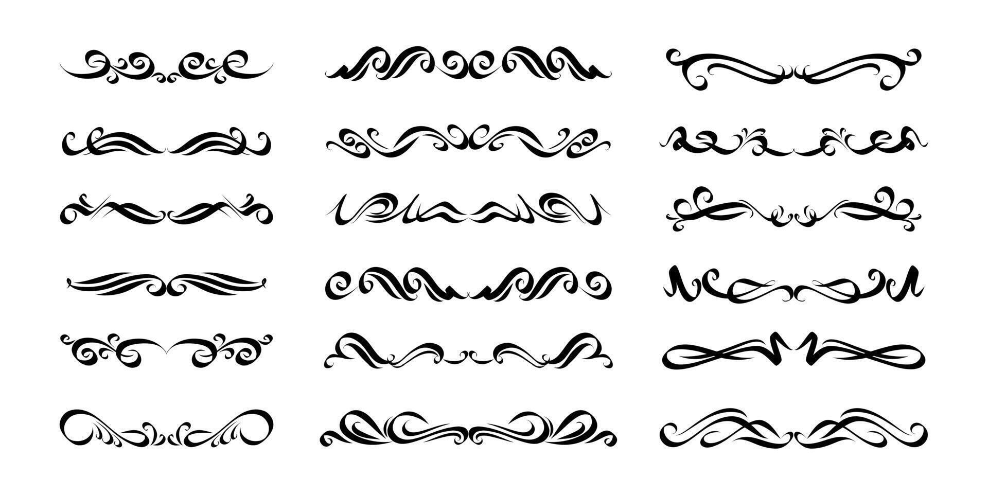 kalligrafische ontwerp elementen zwart en wit, verdelers borders en wervelt. vector