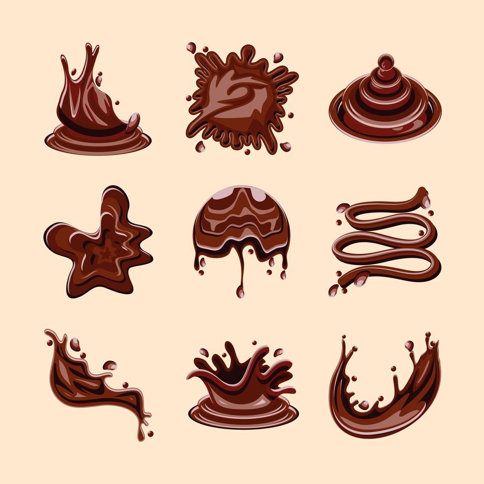 set spatten chocolade vector