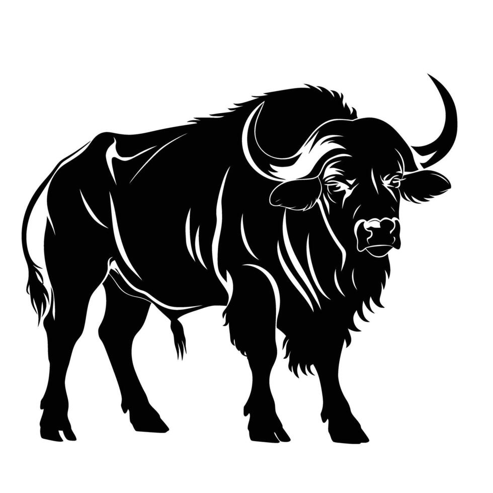 ai gegenereerd silhouet buffel vol lichaam zwart kleur enkel en alleen vector