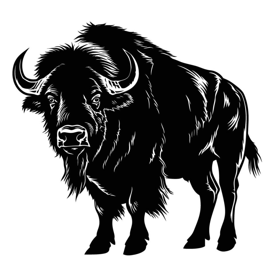 ai gegenereerd silhouet buffel vol lichaam zwart kleur enkel en alleen vector