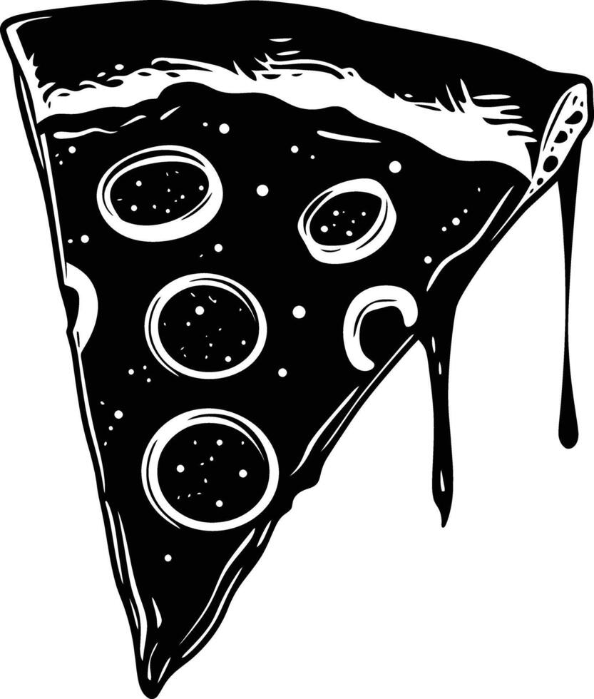 ai gegenereerd silhouet pizza plak zwart kleur enkel en alleen vector