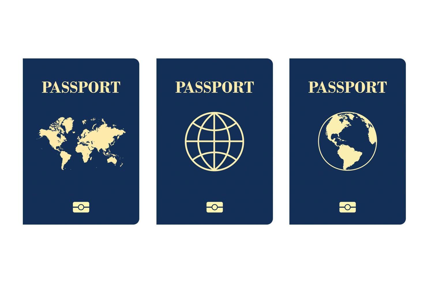 internationaal biometrisch blauw paspoort dat op witte achtergrond wordt geïsoleerd vector