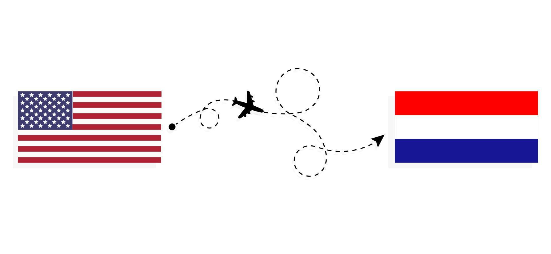 vlucht en reis van de VS naar Kroatië per reisconcept voor passagiersvliegtuigen vector