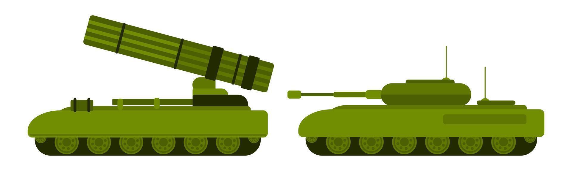 bijgehouden leger uitrusting tank en artillerie nieuw vector