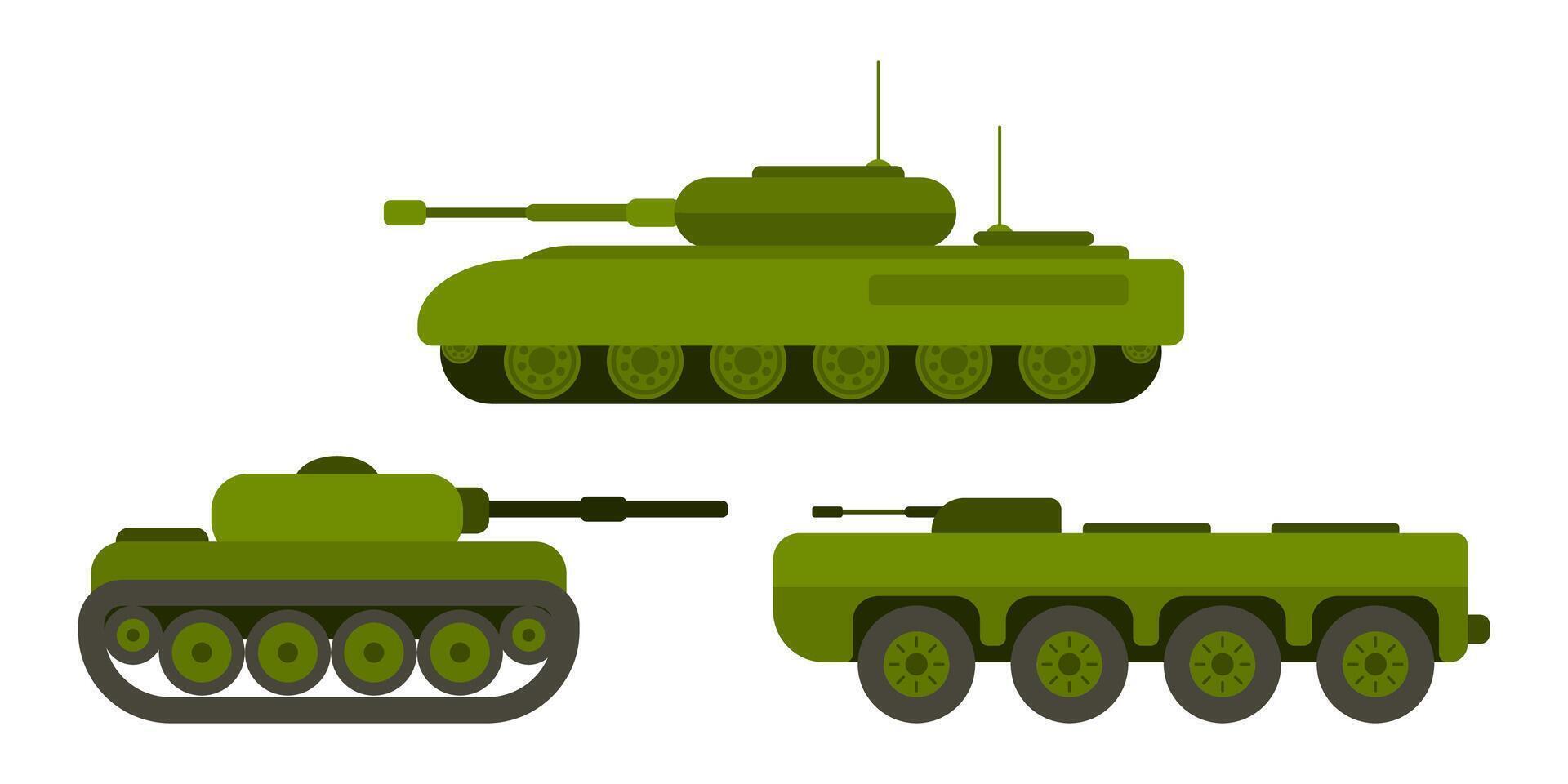 verschillend tanks selectie voertuigen voor de leger vector