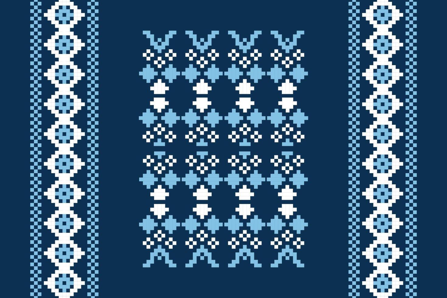 etnisch meetkundig kleding stof patroon kruis steek.ikat borduurwerk etnisch oosters pixel patroon marine blauw achtergrond. abstract,vector,illustratie. textuur, kleding, sjaal, decoratie, motieven, zijde behang. vector