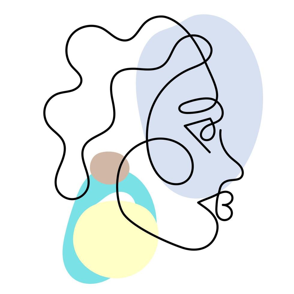 een lijn kunst gezicht, modern hedendaags minimalistische abstract vrouw portret. doorlopend een lijn tekening gezichten vector