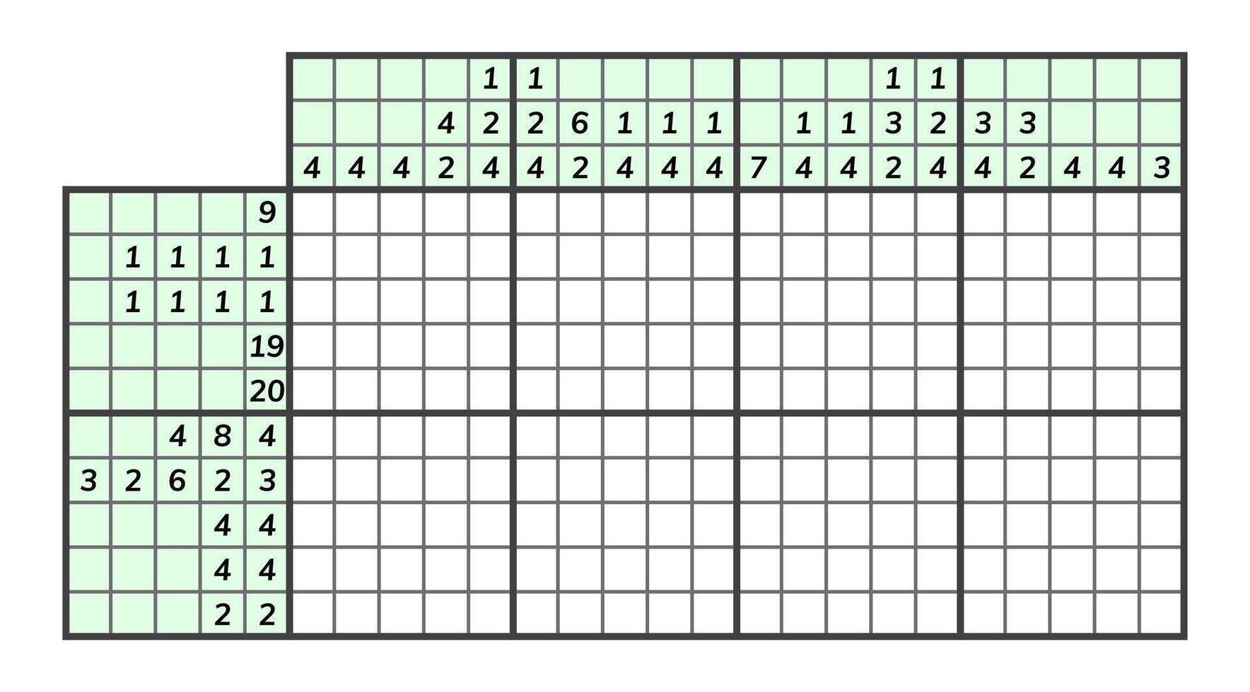 Japans kruiswoordraadsel puzzel. kinderen en volwassen wiskundig mozaïek. nonogram. logica puzzel spel. digitaal rebus. vector illustratie