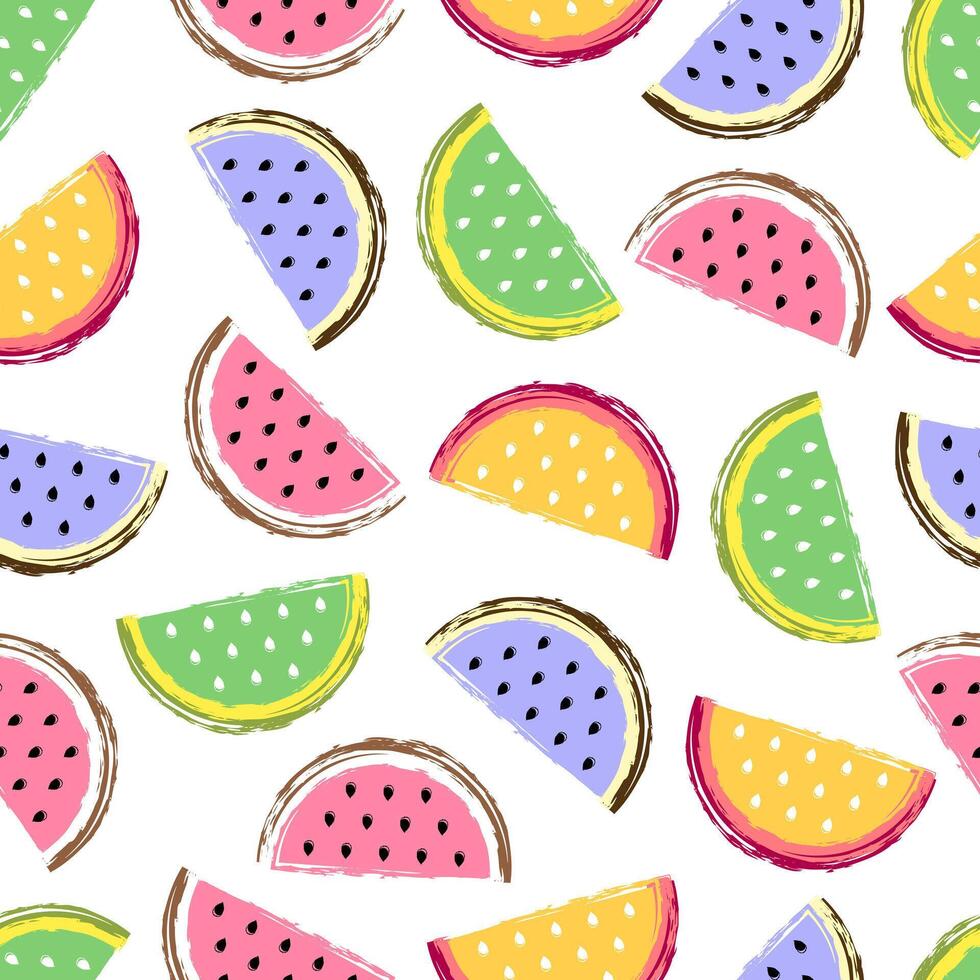 watermeloen naadloos patroon. fruit en BES naadloos watermeloen achtergrond. sappig schattig patroon. vector illustratie