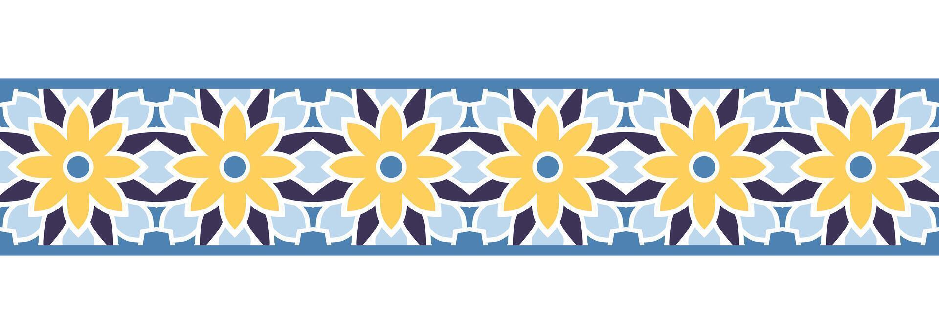 grens lijn naadloos achtergrond. decoratief ontwerp naadloos sier- mozaïek- grens patroon. islamitisch, Indisch, Arabisch motieven. abstract bloem vector