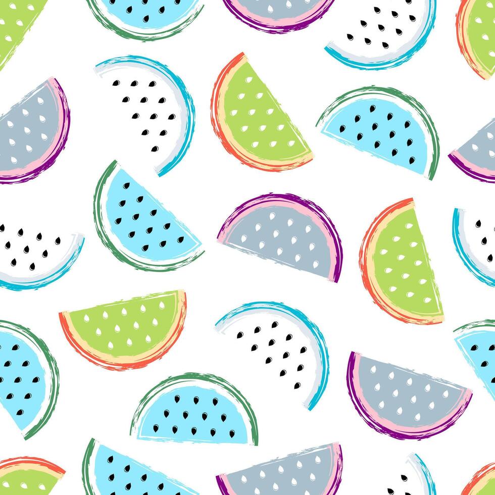 watermeloen naadloos patroon. fruit en BES naadloos watermeloen achtergrond. sappig schattig patroon. vector illustratie