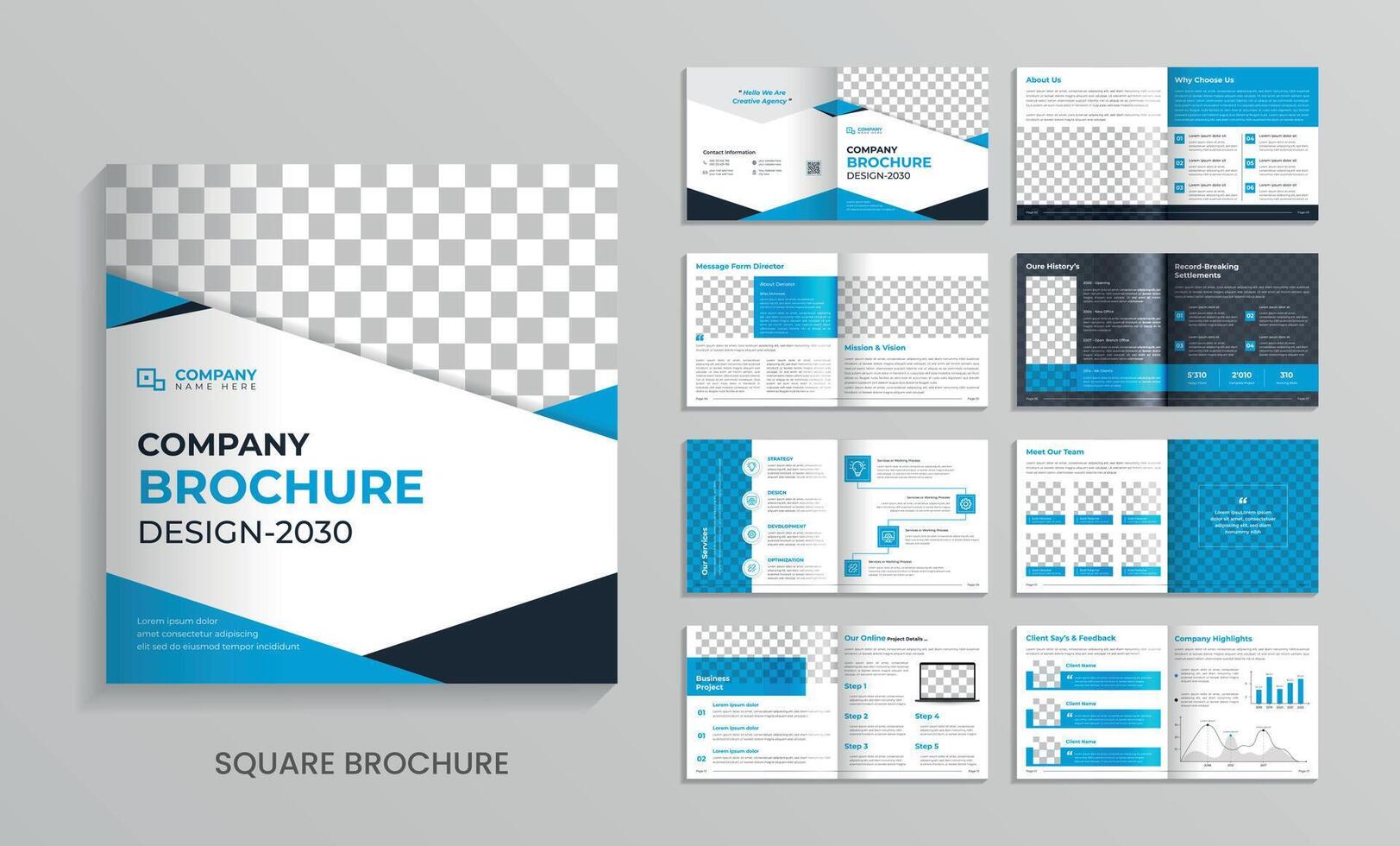 plein brochure sjabloon ontwerp, 16 bladzijde minimalistische vlak meetkundig bedrijf brochure ontwerp lay-out vector