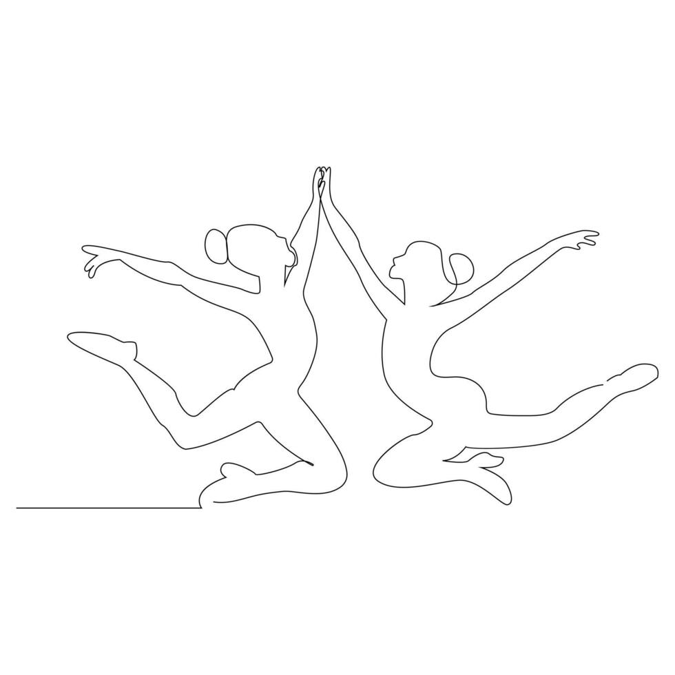 dansen ballerina doorlopend single lijn tekening en een lijn minimalistische danser schets vector kunst illustratie