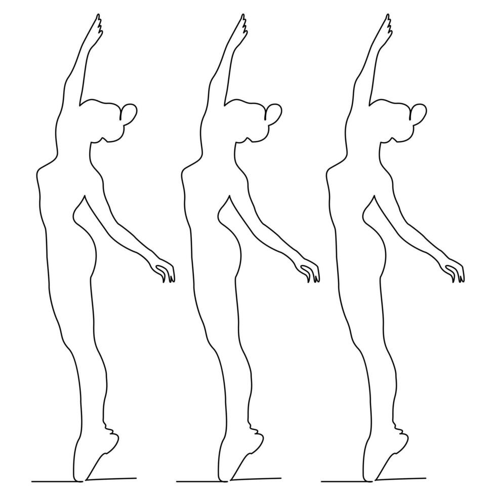dansen ballerina doorlopend single lijn tekening en een lijn minimalistische danser schets vector kunst illustratie
