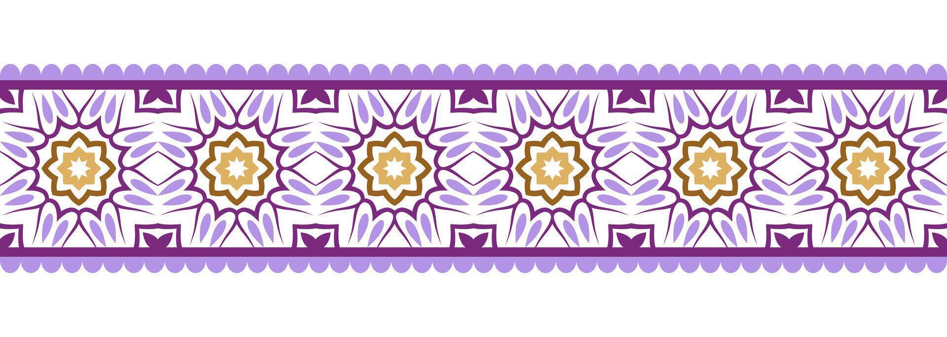 grens lijn naadloos achtergrond. decoratief ontwerp naadloos sier- mozaïek- grens patroon. islamitisch, Indisch, Arabisch motieven. abstract bloem. vector illustratie